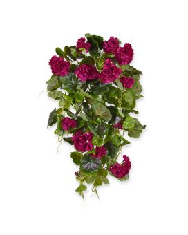 Planta de gerânio artificiais suspensa deluxe 70cm burgundy