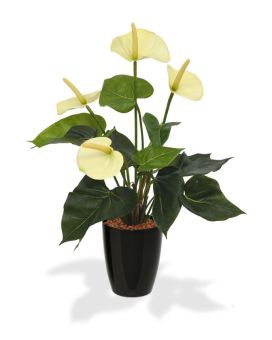 Planta artificial antúrio 40cm - creme em vaso de cultivo de 10cm