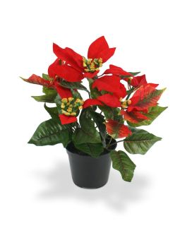 Poinsétia planta artificial 25cm em vaso - vermelho