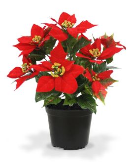 Poinsettia planta artificial em vaso 40cm - vermelho