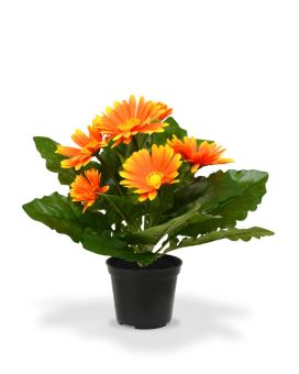 Gerbera planta artificial em vaso 30cm - laranja