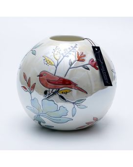 Vaso Magic Ball Birds 20x20x19cm pérola branca
