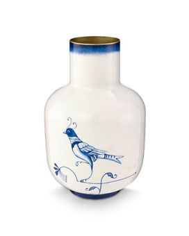 Pip Studio Vaso Metal Blue Bird Azul 30cm