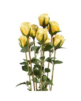 Feixe de rosas artificiais x8 70 cm amarelo