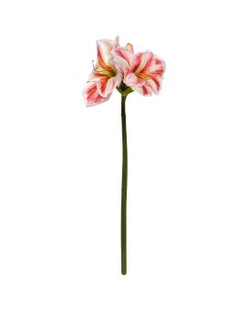 Flor de Amarilis Artificial 67cm Branca Vermelha