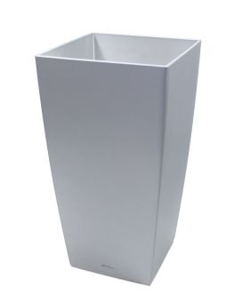 Pote ornamental Lechuza Cubico 30x30x56 cm prata