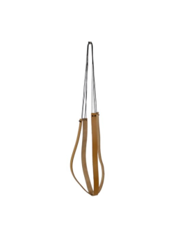 Pendente de macramé em couro - para vaso de flores Pelle 75 cm - castanho