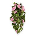 Planta de gerânio artificiais suspensa deluxe 70cm rosa