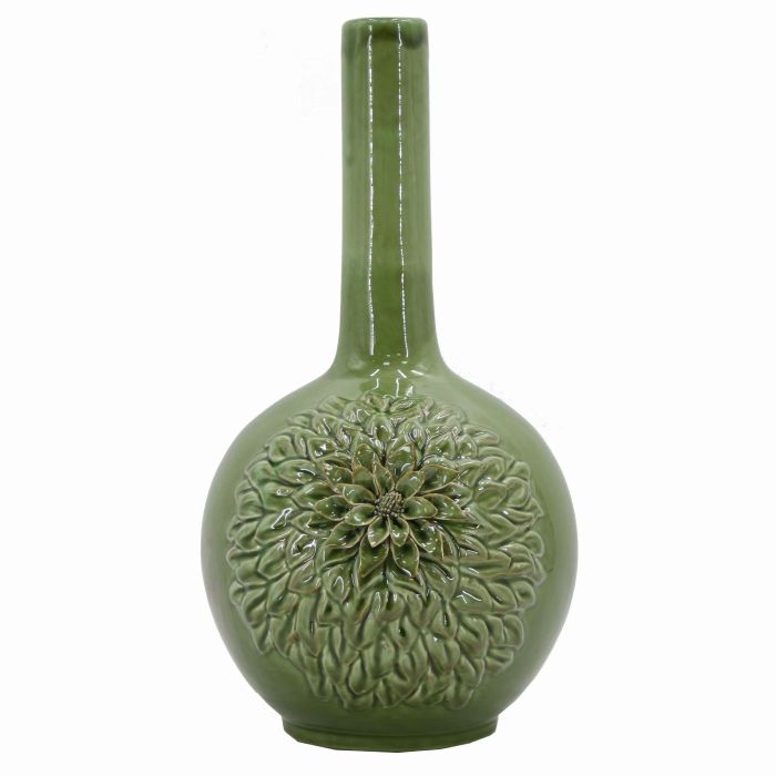 Vaso redondo Crisântemo cerâmica D24xH51 verde main product photo
